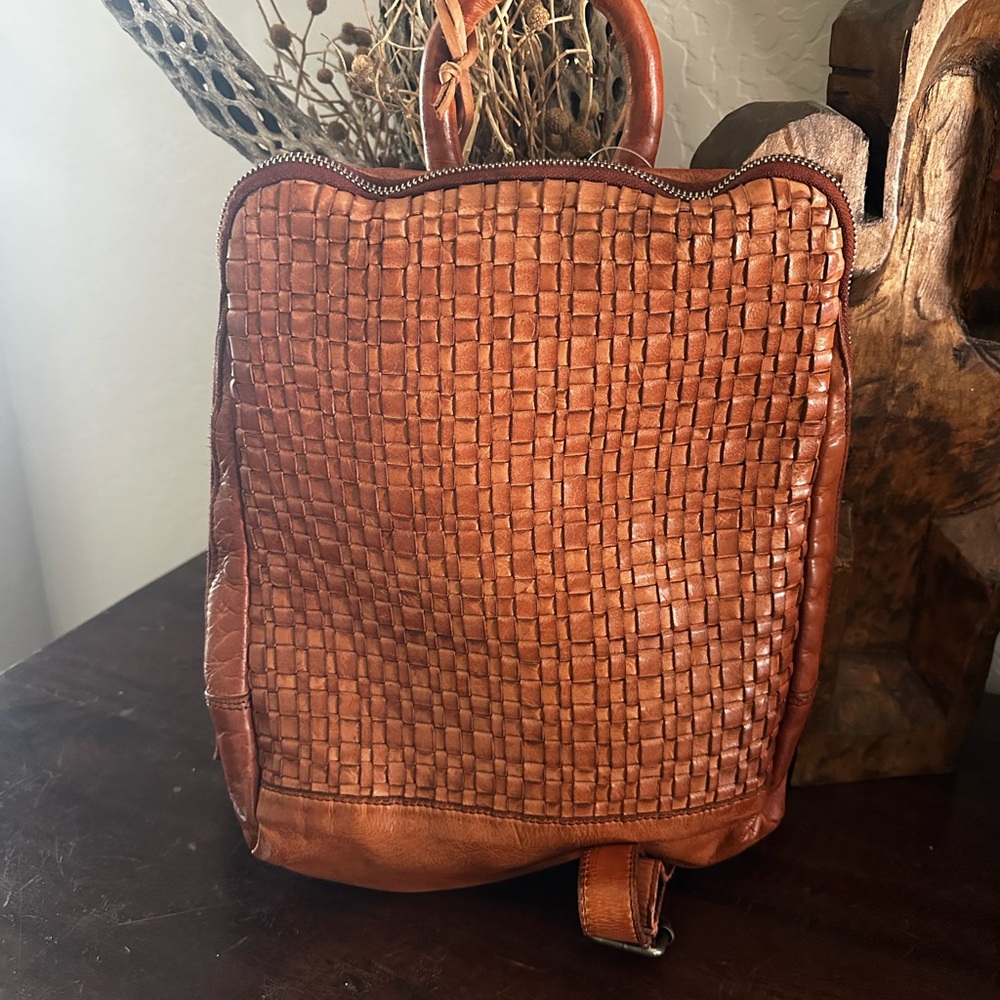 Vilencia Woven Leather Back Pack NWT